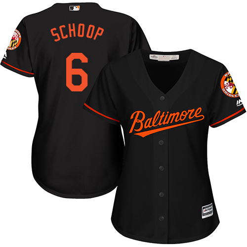 Orioles #6 Jonathan Schoop Black Alternate Women's Stitched MLB Jersey - Click Image to Close
